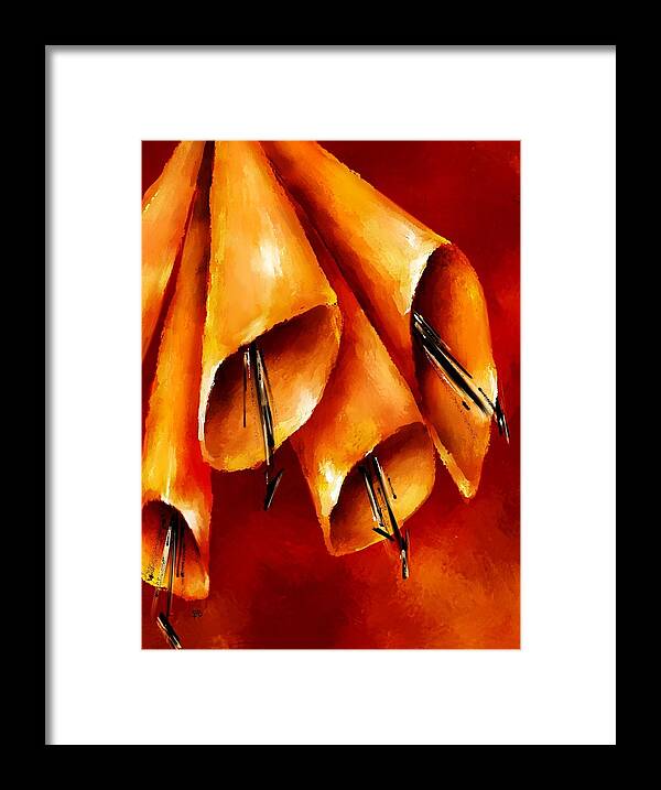 Trumpets Framed Print featuring the painting Trumpets by Brenda Bryant
