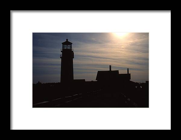 Ocean Framed Print featuring the photograph Truro Lighthouse in Silhouette by Roger Soule