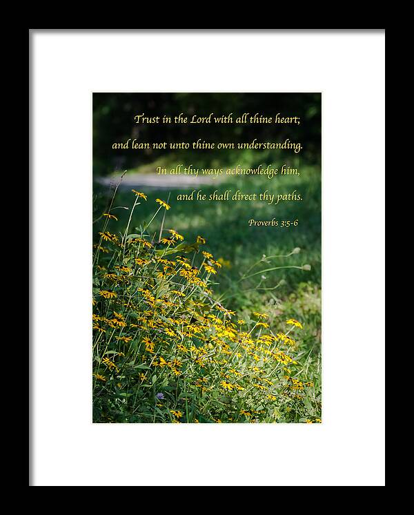 Proverbs 3:5-6 Framed Print featuring the photograph Trust In The Lord- Blackeyed Susans by Holden The Moment