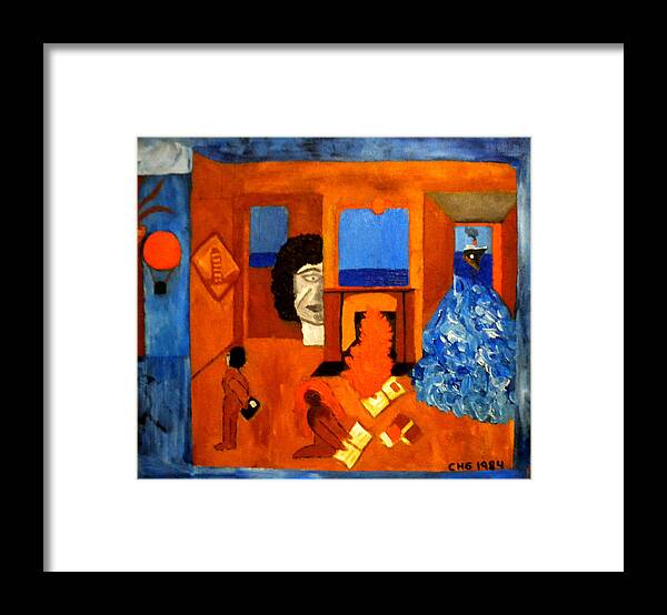 Colette Framed Print featuring the painting Trying to find the way out or is it better to stay  by Colette V Hera Guggenheim
