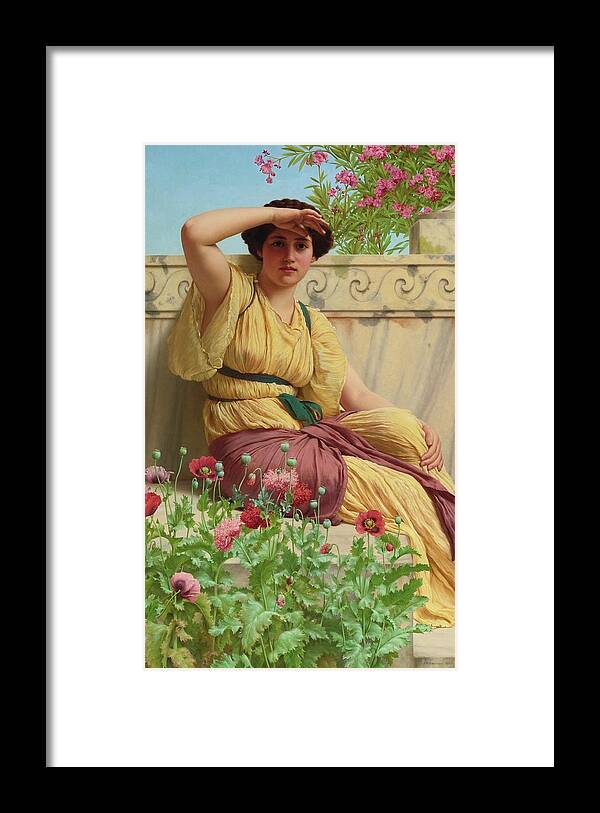 John William Godward 1861 - 1922  A Tryst Framed Print featuring the painting Tryst by John William Godward