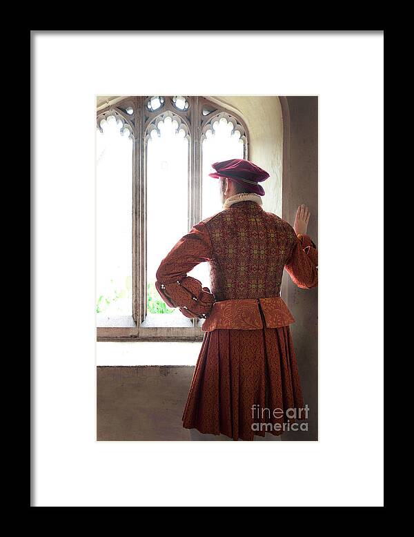Tudor Framed Print featuring the photograph Tudor Man At The Window by Lee Avison