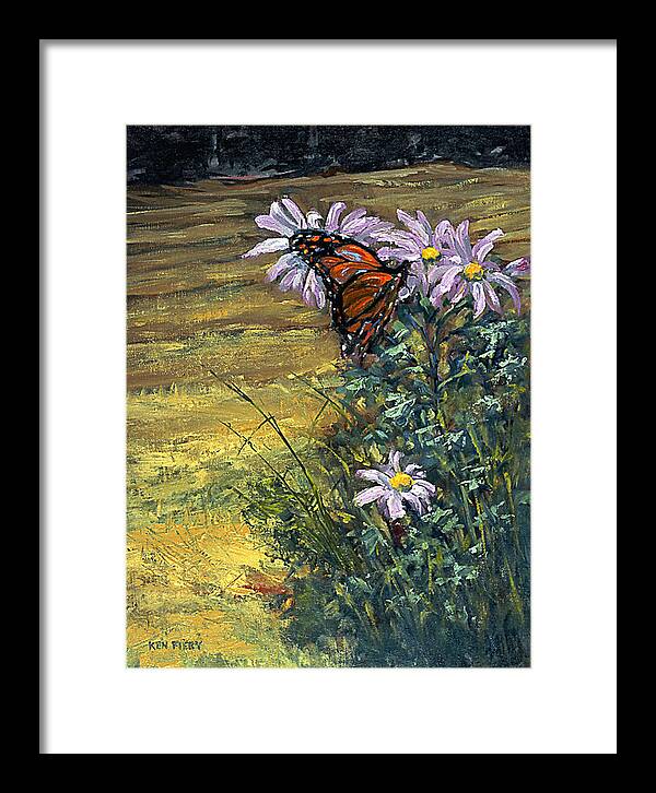 Butterfly Framed Print featuring the painting Tuft of Flowers by Ken Fiery