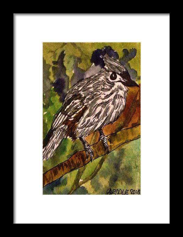 Tufted Titmouse Framed Print featuring the painting Tufted Titmouse by Angela Weddle