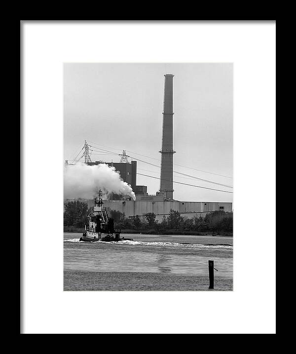 Arthur Kill Framed Print featuring the photograph Tugboat and Plant by Steven Richman