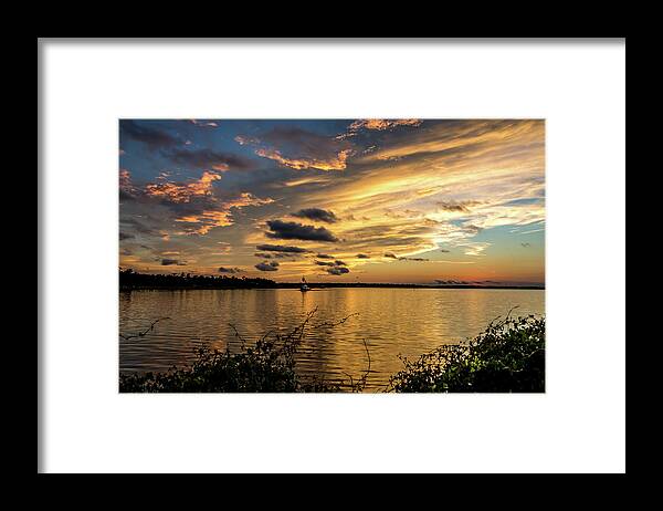 Tugboat Framed Print featuring the photograph Tugboat At Sunset by JASawyer Imaging