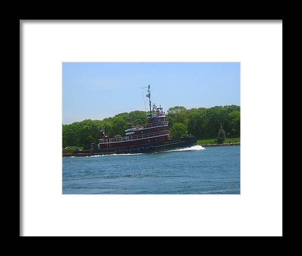 Tugboat Framed Print featuring the photograph Tugging Along The Canal by Bruce Carpenter