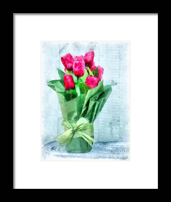 Flower Framed Print featuring the digital art Tulip Flowers Watercolor by Edward Fielding