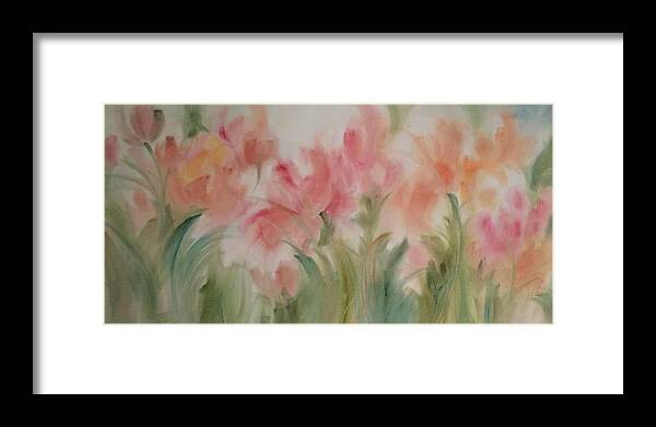 Spring Framed Print featuring the painting Tulip Garden by Karen Ann Patton