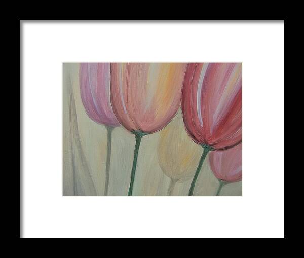 Tulips Framed Print featuring the painting Tulip Series 1 by Anita Burgermeister