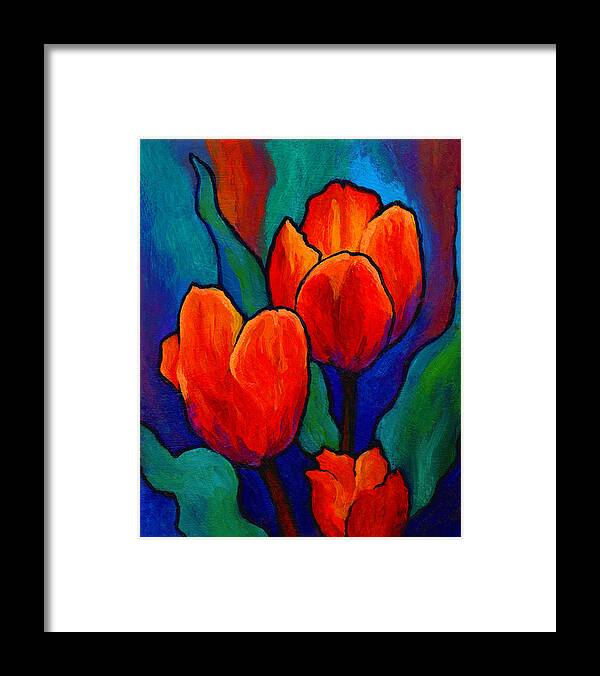 Floral Framed Print featuring the painting Tulip Trio by Marion Rose