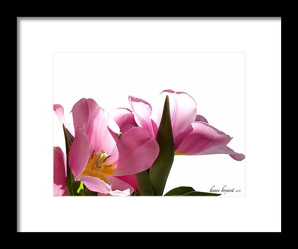 Green Framed Print featuring the mixed media Tulips 8 by Kume Bryant