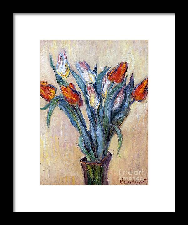 Tulips Framed Print featuring the painting Tulips by Claude Monet