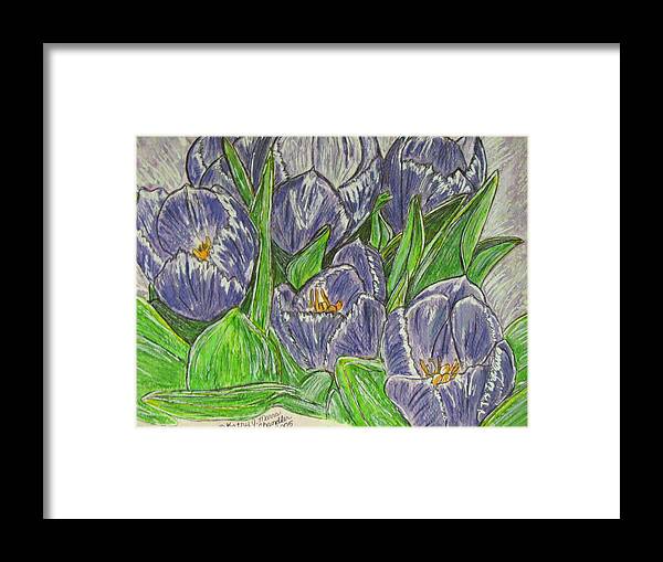 Tulips Framed Print featuring the painting Tulips in the Spring by Kathy Marrs Chandler