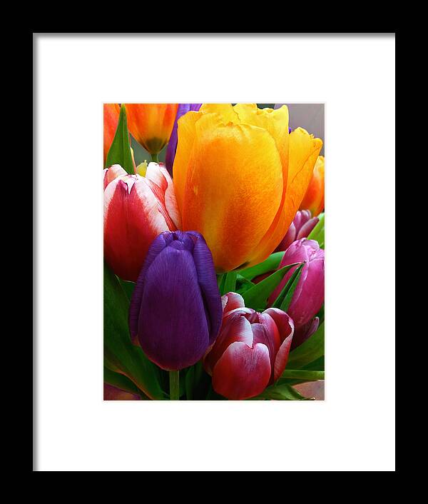 Tulips Framed Print featuring the photograph Tulips Smiling by Marie Hicks