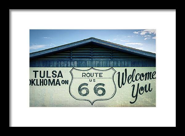 America Framed Print featuring the photograph Tulsa Oklahoma on Route 66 Welcomes You by Gregory Ballos