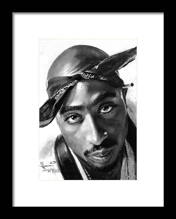 Tupac Shakur Framed Print featuring the painting Tupac Shakur by Ylli Haruni