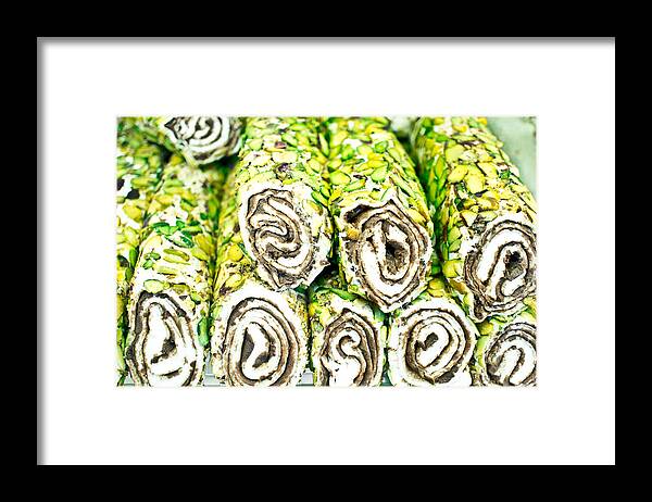 Abstract Framed Print featuring the photograph Turkish confectionary by Tom Gowanlock