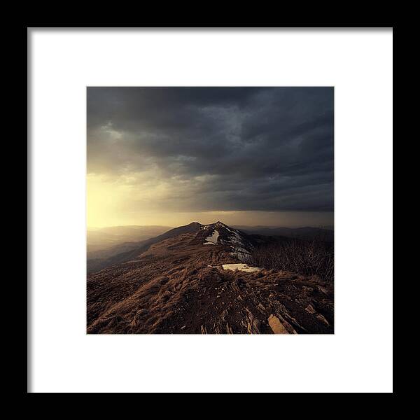 Mountains Poland Light Sun Clouds Storm Rocks Snow Autumn Grass Peak Landscape Framed Print featuring the photograph Turn To Light by Michal Karcz