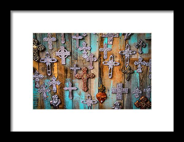 Turquoise Framed Print featuring the photograph Turquoise and Crosses by Juli Ellen