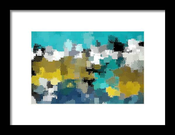 Turquoise Framed Print featuring the digital art Turquoise and Gold by David Manlove