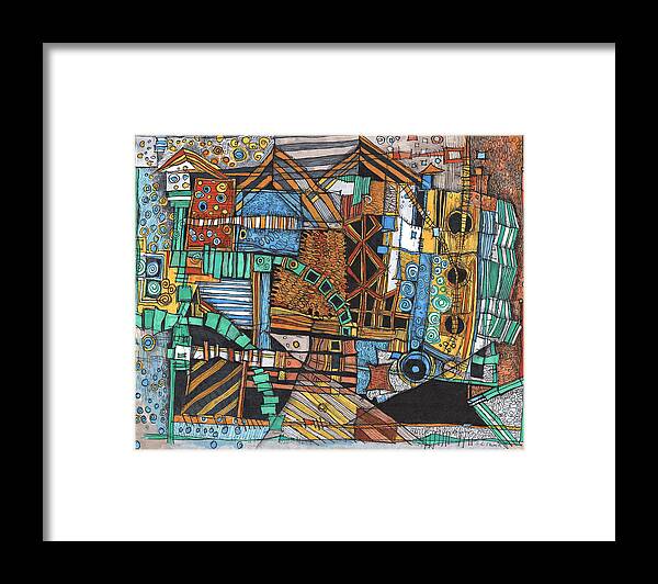 Abstract Framed Print featuring the drawing Infrastructure by Sandra Church
