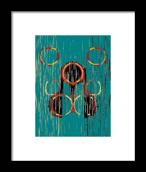 Abstract Framed Print featuring the digital art Turquoise Rings by Cooky Goldblatt