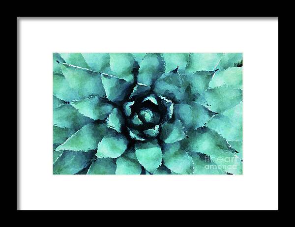 Succulent Framed Print featuring the digital art Turquoise Succulent Plant by Phil Perkins