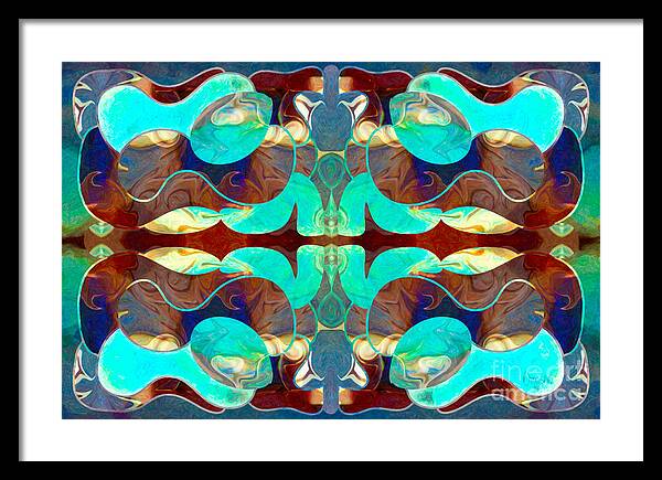 2015 Framed Print featuring the digital art Turquoise Transitions Abstract Macro Transformations by Omashte by Omaste Witkowski