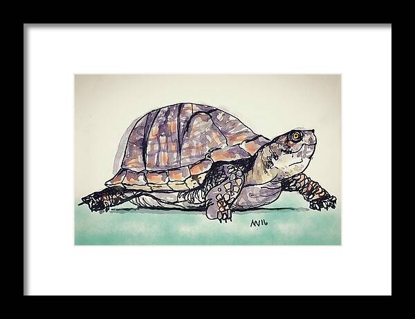 Turtle Framed Print featuring the digital art Turtle by AnneMarie Welsh
