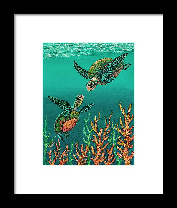 Animal Framed Print featuring the painting Turtle Love by Darice Machel McGuire