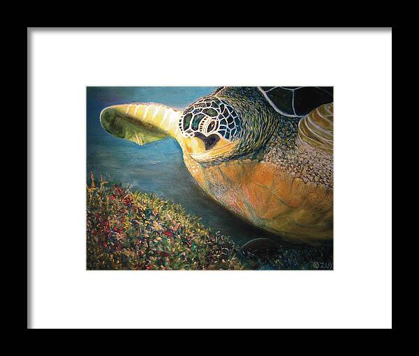 Karen Zuk Rosenblatt Art And Photography Framed Print featuring the painting Turtle Run by Karen Zuk Rosenblatt