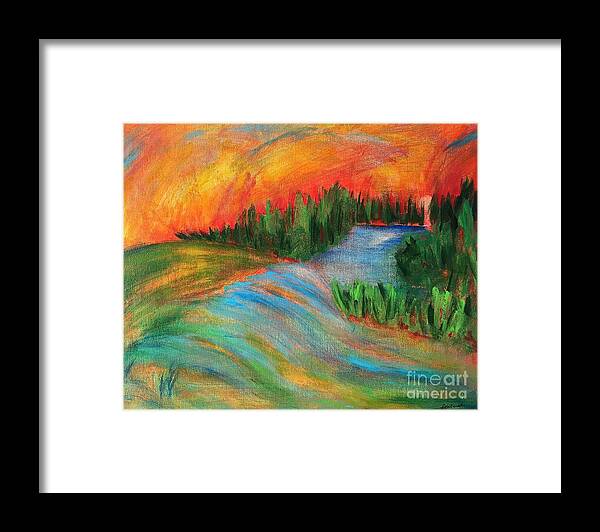 Landscape Framed Print featuring the painting Tuscan Gold by Elizabeth Fontaine-Barr