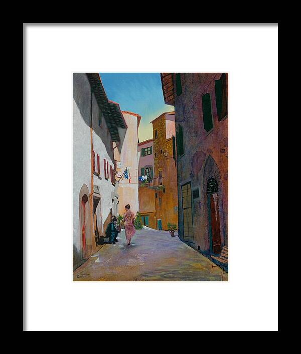 Tuscany Framed Print featuring the painting Tuscan Street by Robert Bissett