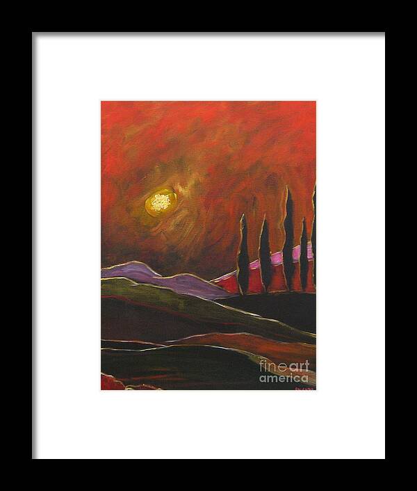 Angelica Dichiara Framed Print featuring the painting Tuscan Sunset Rage by Italian Art