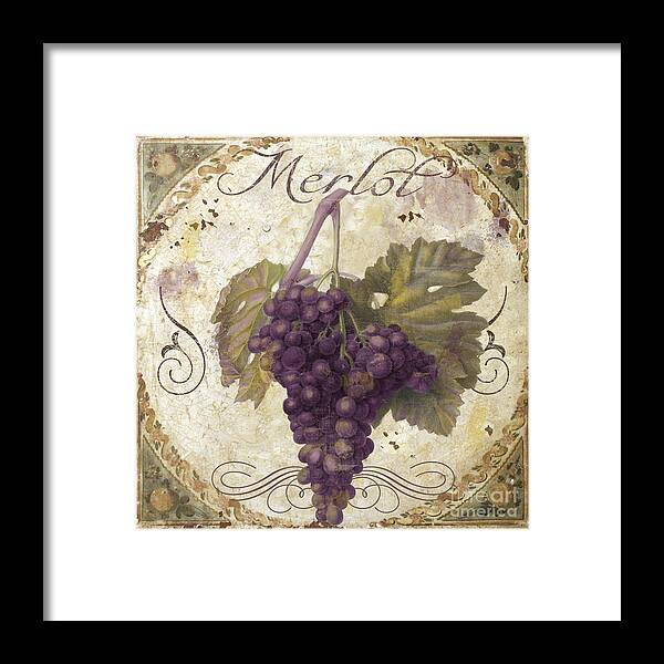 Merlot Wine Art Framed Print featuring the painting Tuscan Table Merlot by Mindy Sommers
