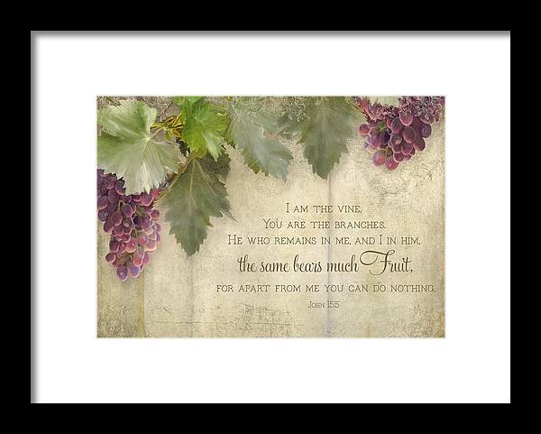 Tuscan Framed Print featuring the painting Tuscan Vineyard - Rustic Wood Fence Scripture by Audrey Jeanne Roberts