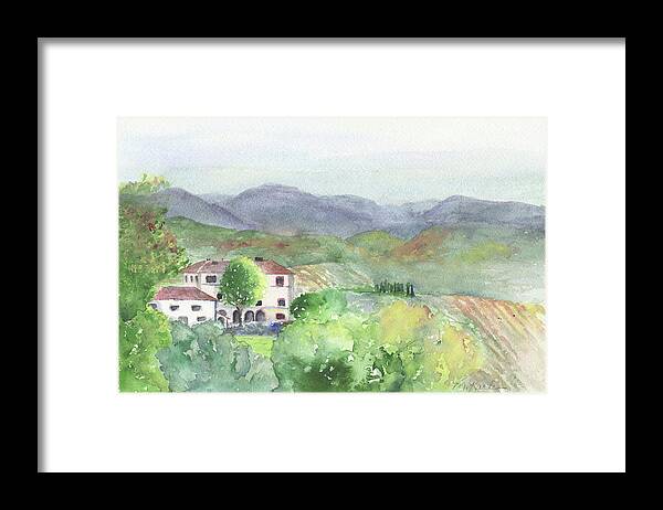 Tuscany Framed Print featuring the painting Tuscan Vineyards by Marsha Karle