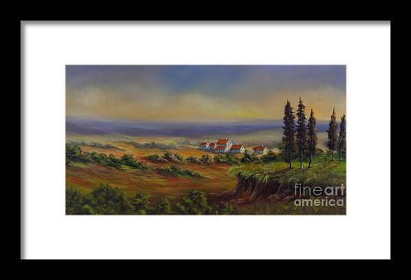Tuscany Painting Framed Print featuring the painting Tuscany at Dusk by Charlotte Blanchard