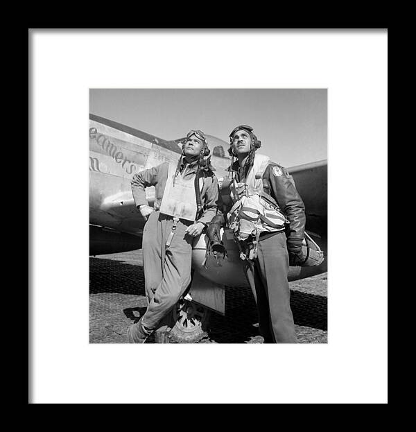 Benjamin Davis Framed Print featuring the photograph Tuskegee Airmen by War Is Hell Store