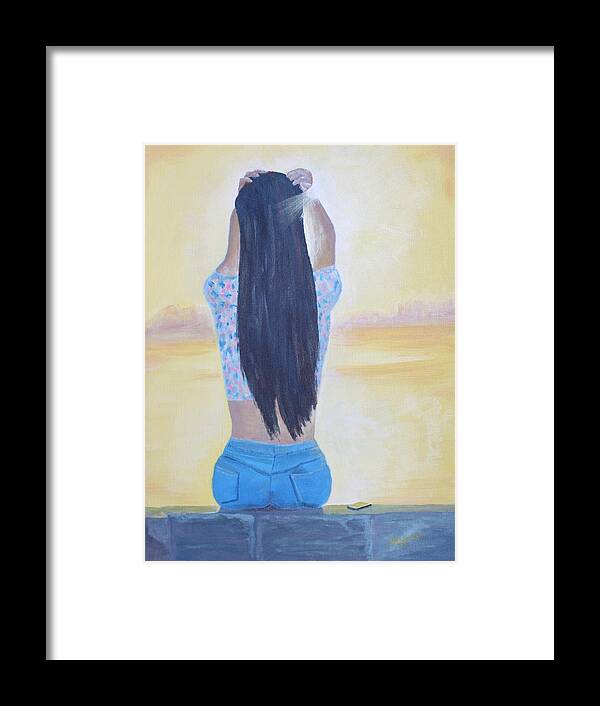 Girl Framed Print featuring the painting Tweet from God by Mike Jenkins