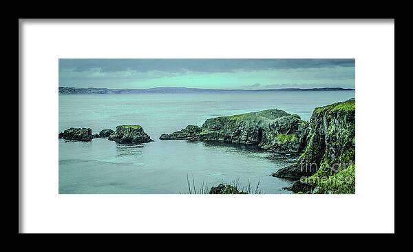 Ireland Rocks Series By Lexa Harpell Framed Print featuring the photograph Twilight on the Antrim Coast Norhern Ireland by Lexa Harpell