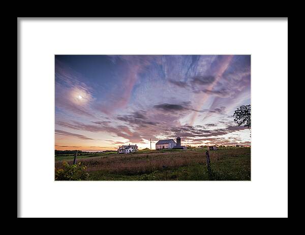 Moonlight Framed Print featuring the photograph Twilight on the Farm by Kristopher Schoenleber