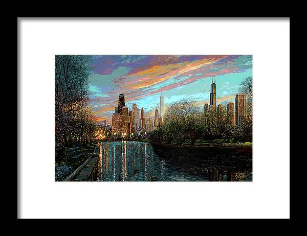 City Framed Print featuring the painting Twilight Serenity II by Doug Kreuger