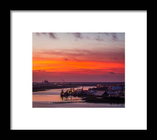 Brunswick Port Framed Print featuring the photograph Twilight Ships in Port by Chris Bordeleau