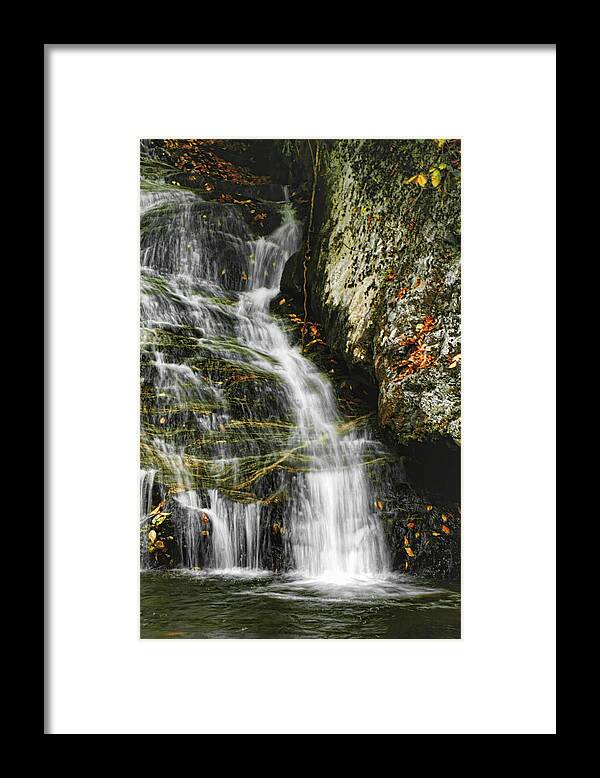 Waterfalls Water Flowing Stream Creek Photograph Photography North Carolina Nature Landscape Framed Print featuring the photograph Twin Falls - NC by Shari Jardina