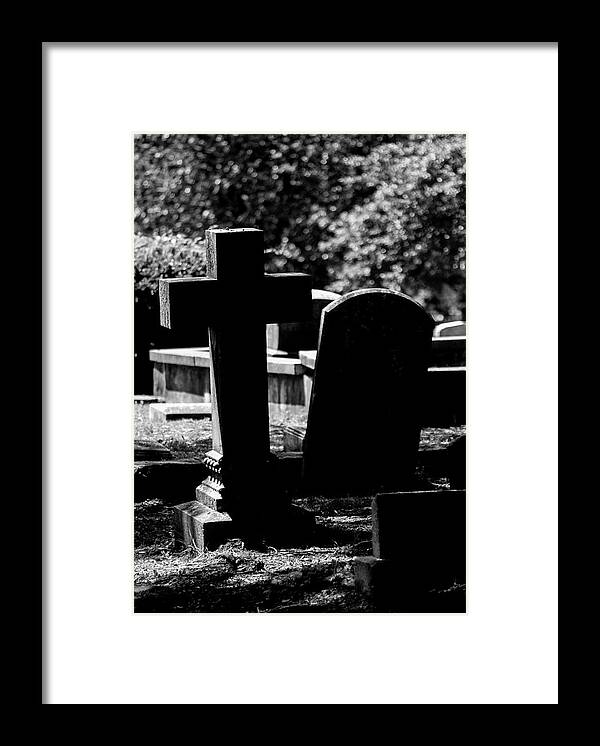 Tombstones Framed Print featuring the photograph Twin Graves by James L Bartlett