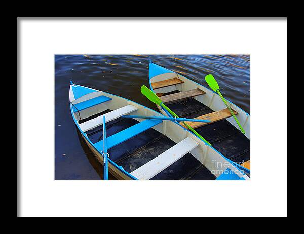 Anchored Framed Print featuring the photograph Two boats by Carlos Caetano