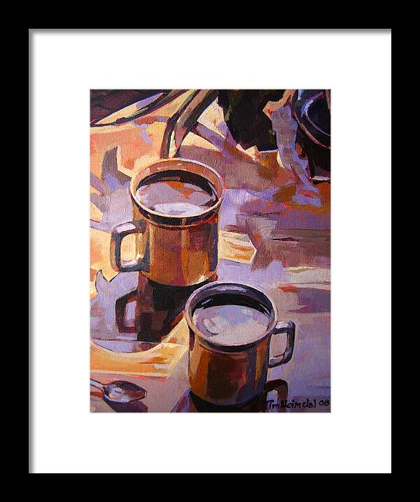 Still Life Framed Print featuring the painting Two Coffees Take 2 by Tim Heimdal