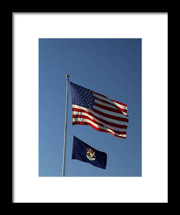 Flag Framed Print featuring the photograph Two Flags 10 by Mary Bedy